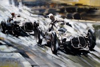 Shan Amrohvi, Oil on Canvas, 24 x 36 inch, Vintage Car painting, AC-SA-056